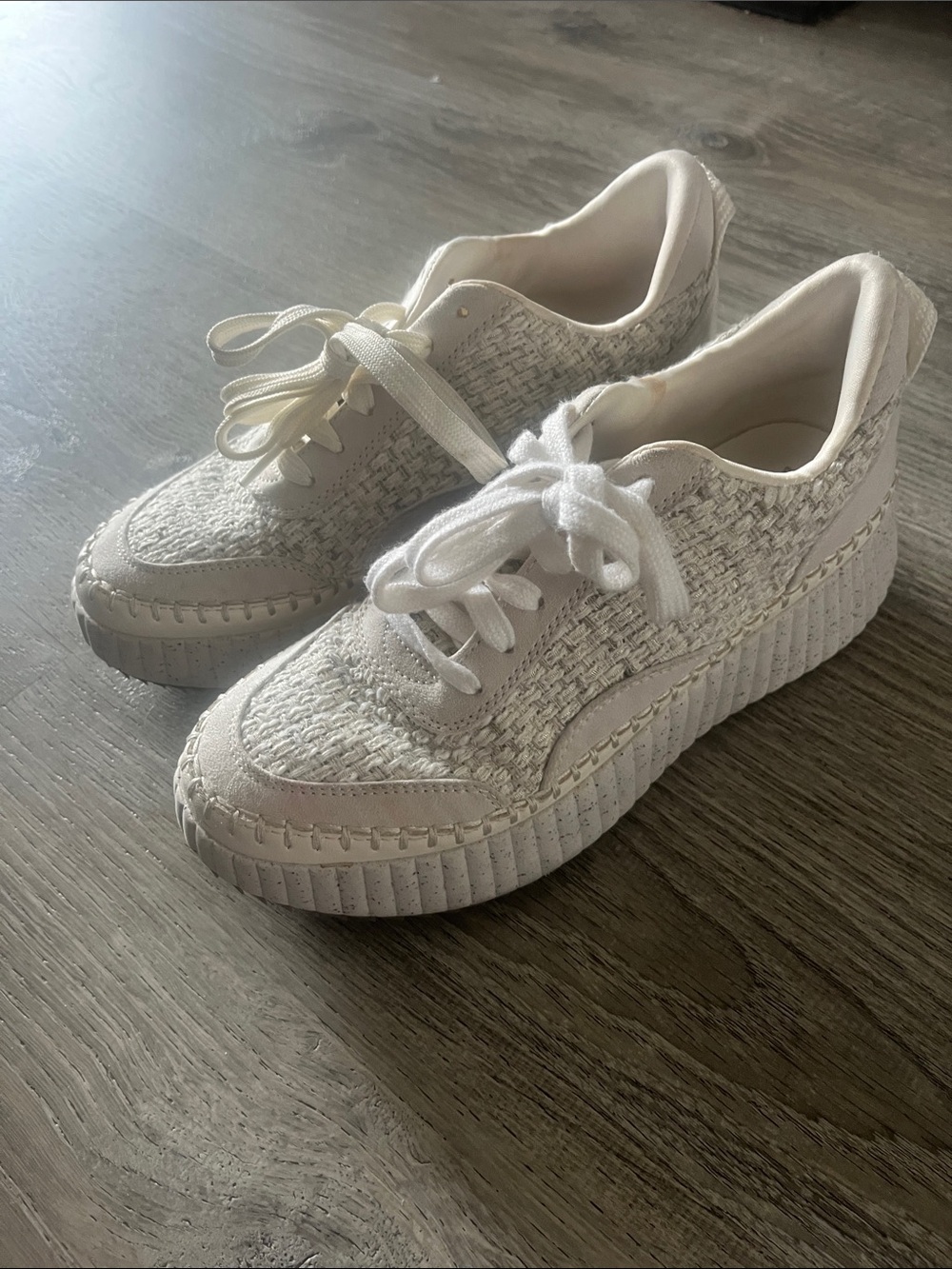 Universal Thread Cream Woven Platform Sneakers